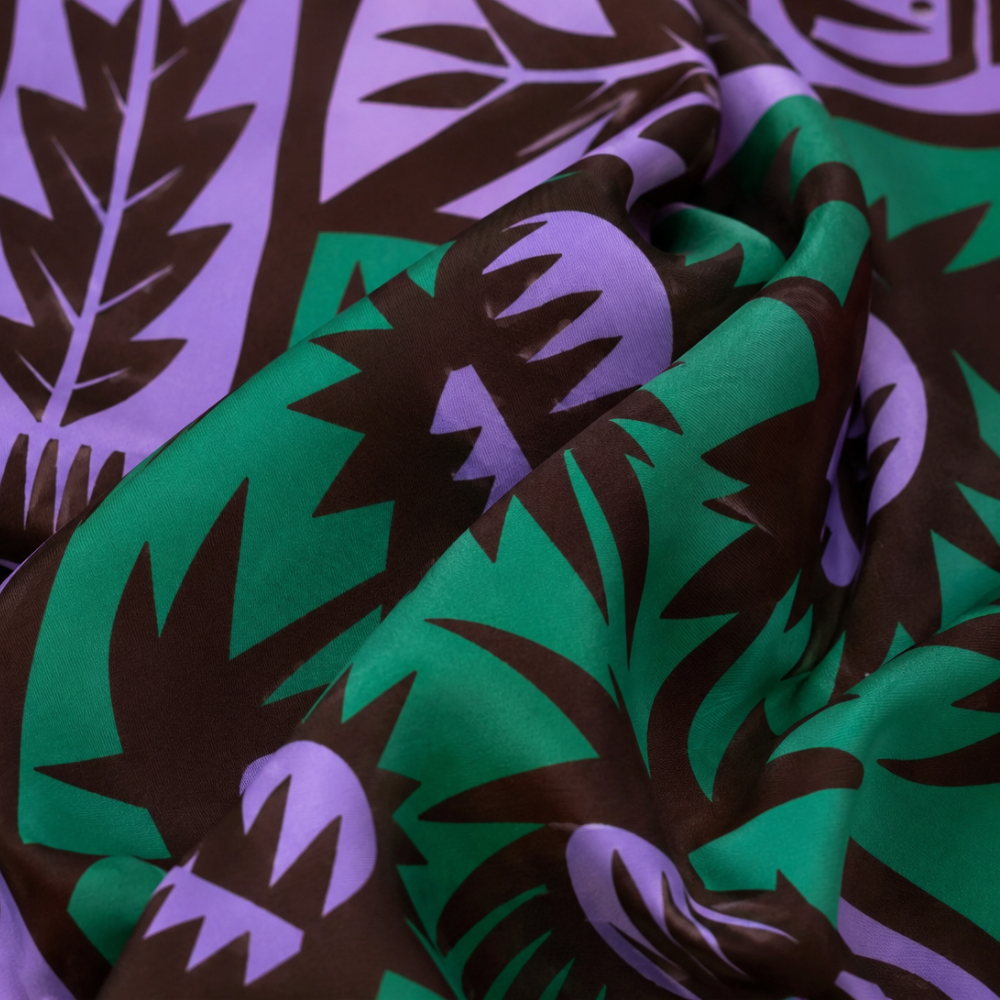 Silk Scarf Wild Thistle Purple & Green