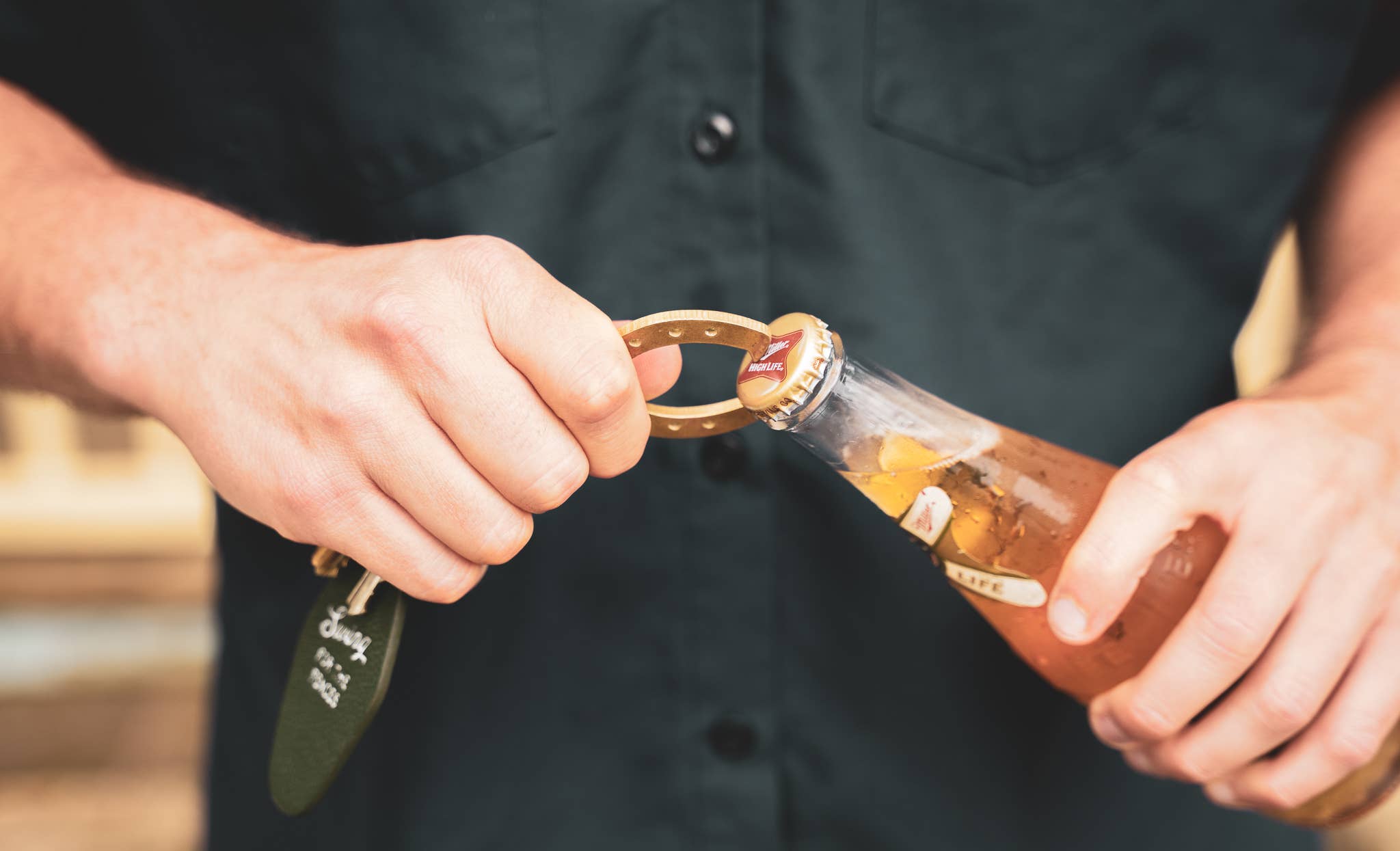 Lucky Horseshoe Keychain Bottle Opener / Brass or Steel
