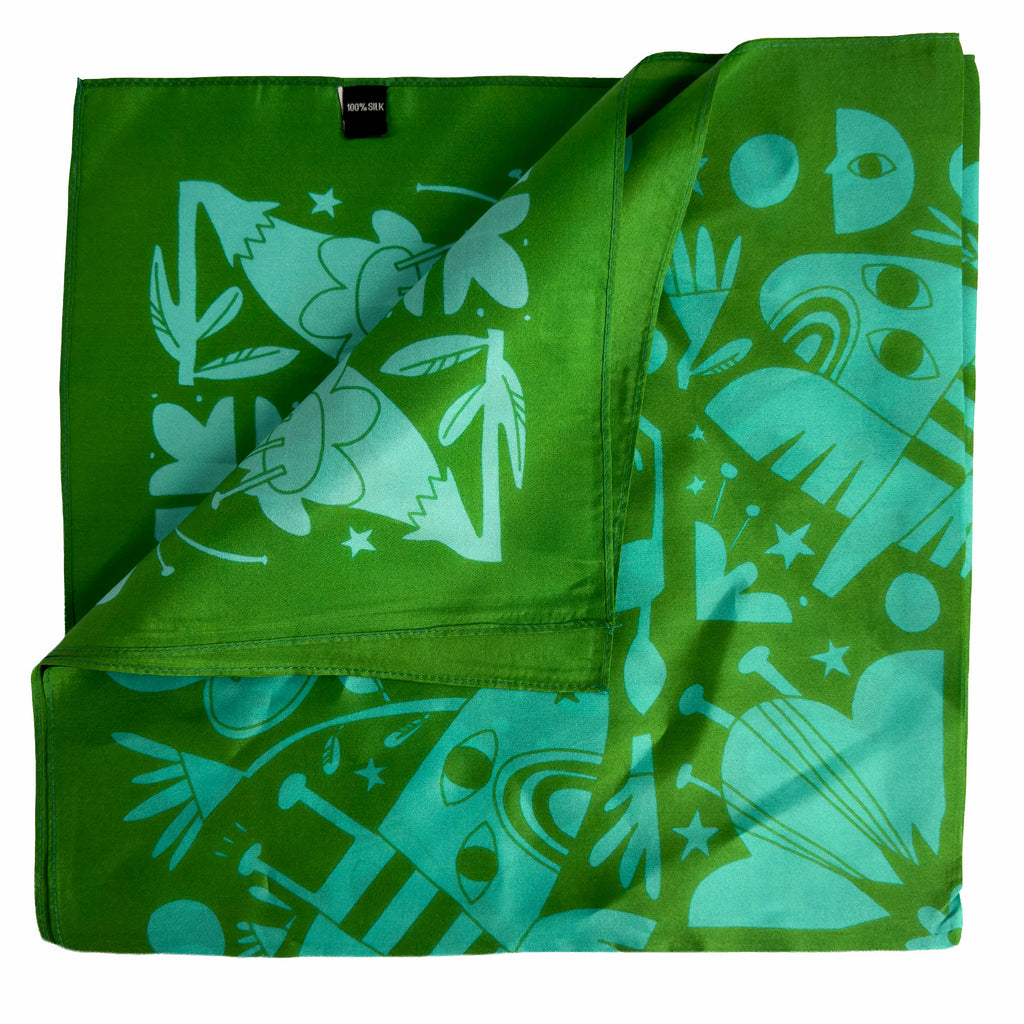 Night Pollinators Scarf | 100% Silk Bandana | Women's Scarf