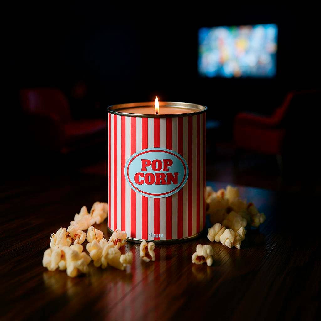 Metal tin candle "Popcorn" buttered popcorn scent