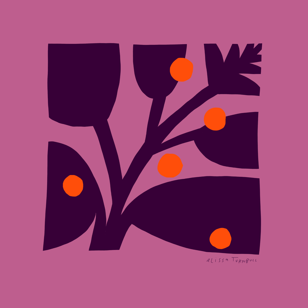 Silk Scarf Purple & Red Botanical
