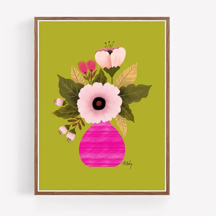 Hot Pink - Floral Illustration Print