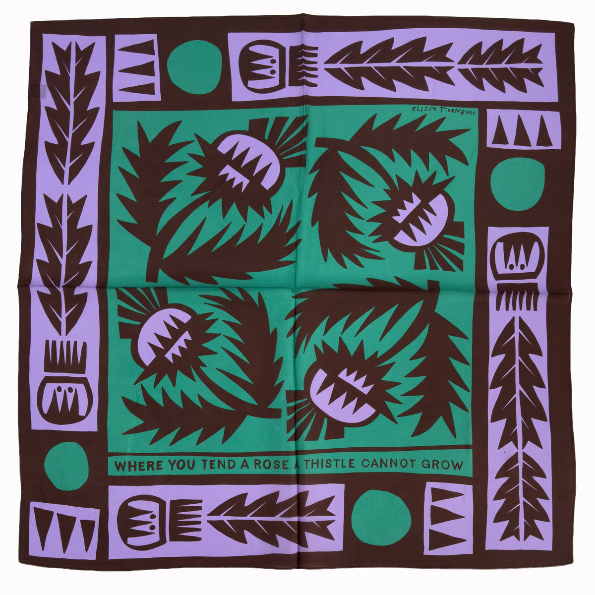 Silk Scarf Wild Thistle Purple & Green