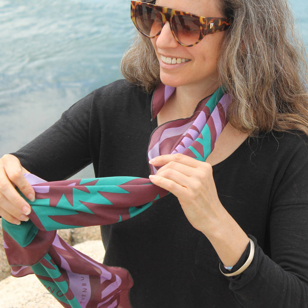 Silk Scarf Wild Thistle Purple & Green