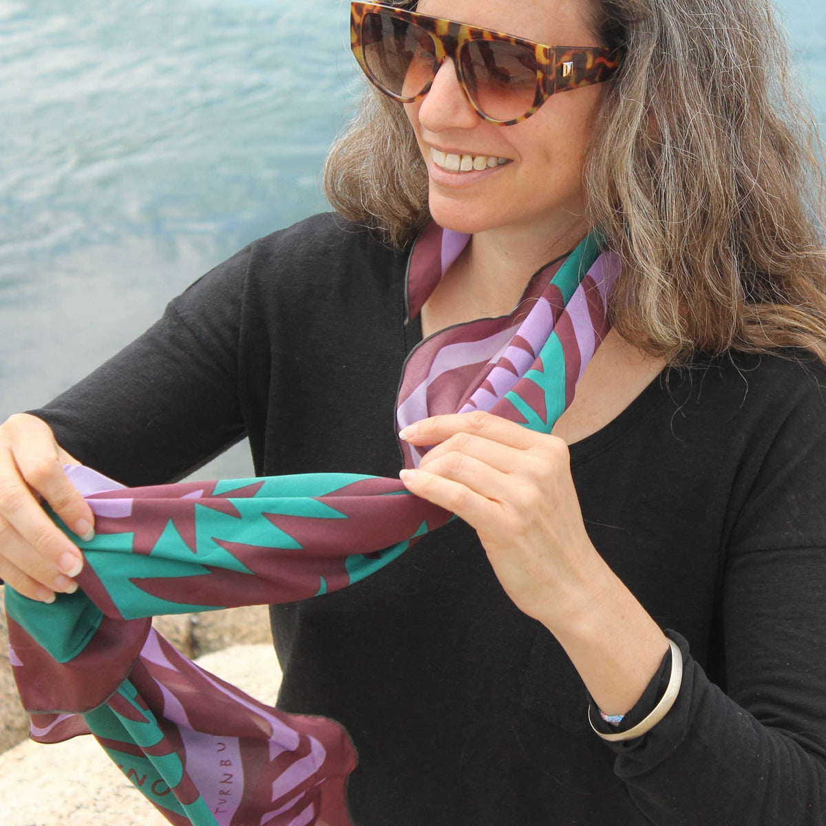 Silk Scarf Wild Thistle Purple & Green