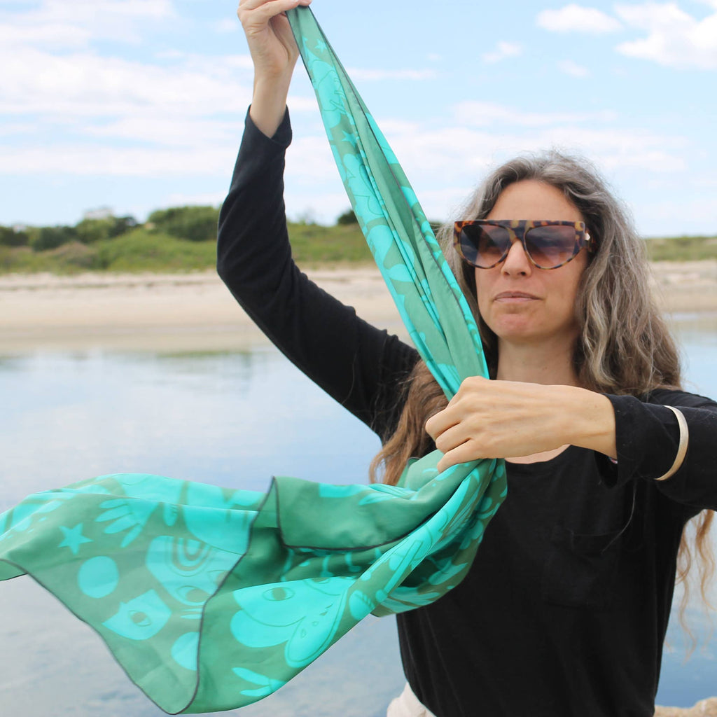 Night Pollinators Scarf | 100% Silk Bandana | Women's Scarf