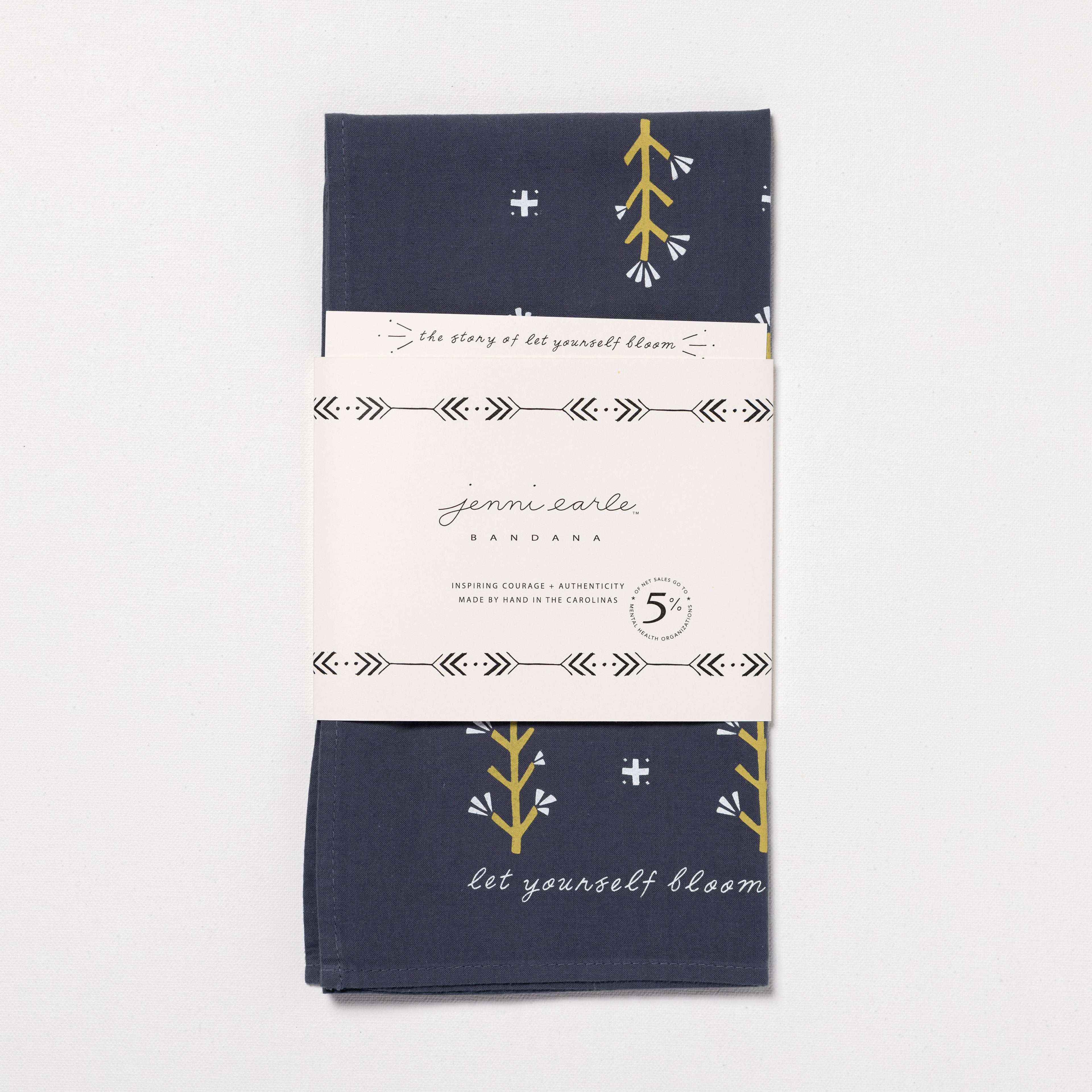 Heritage cotton bandana - “Let Yourself Bloom”– Made in USA