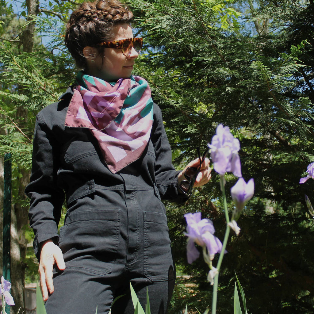 Silk Scarf Wild Thistle Purple & Green