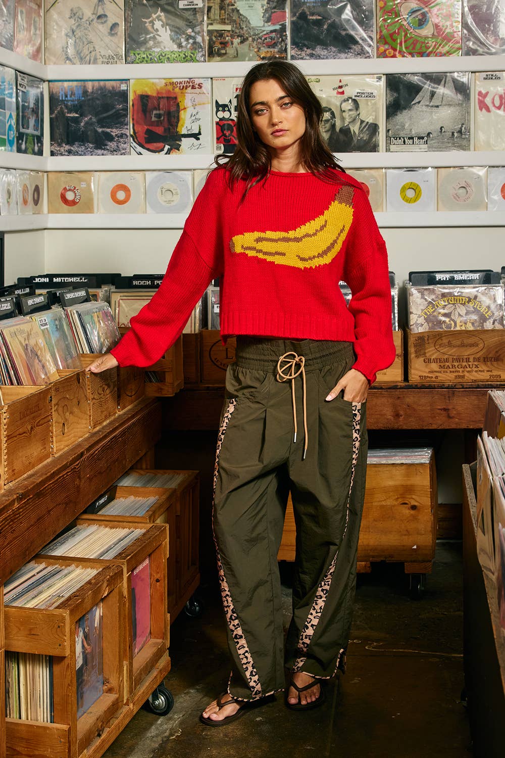 Banana Intarsia Chunky Knit Sweater