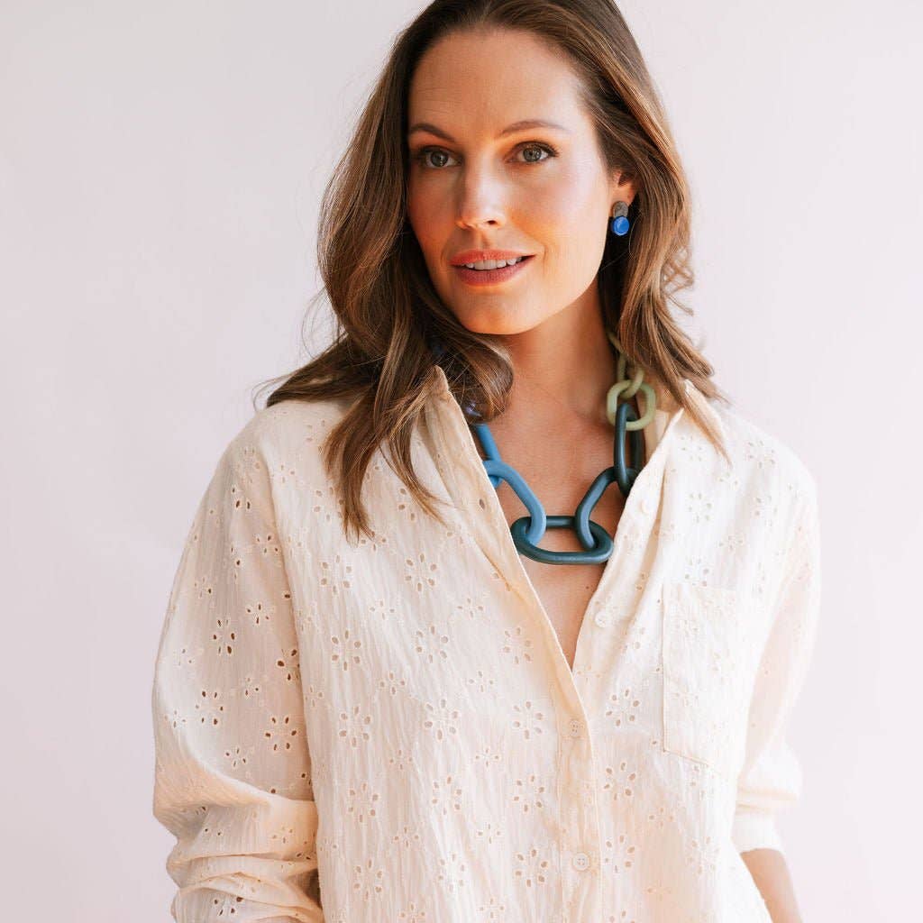 Blue Colorblock Link Necklace