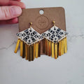 Black and White Diamond  Brass Tassl Earrings