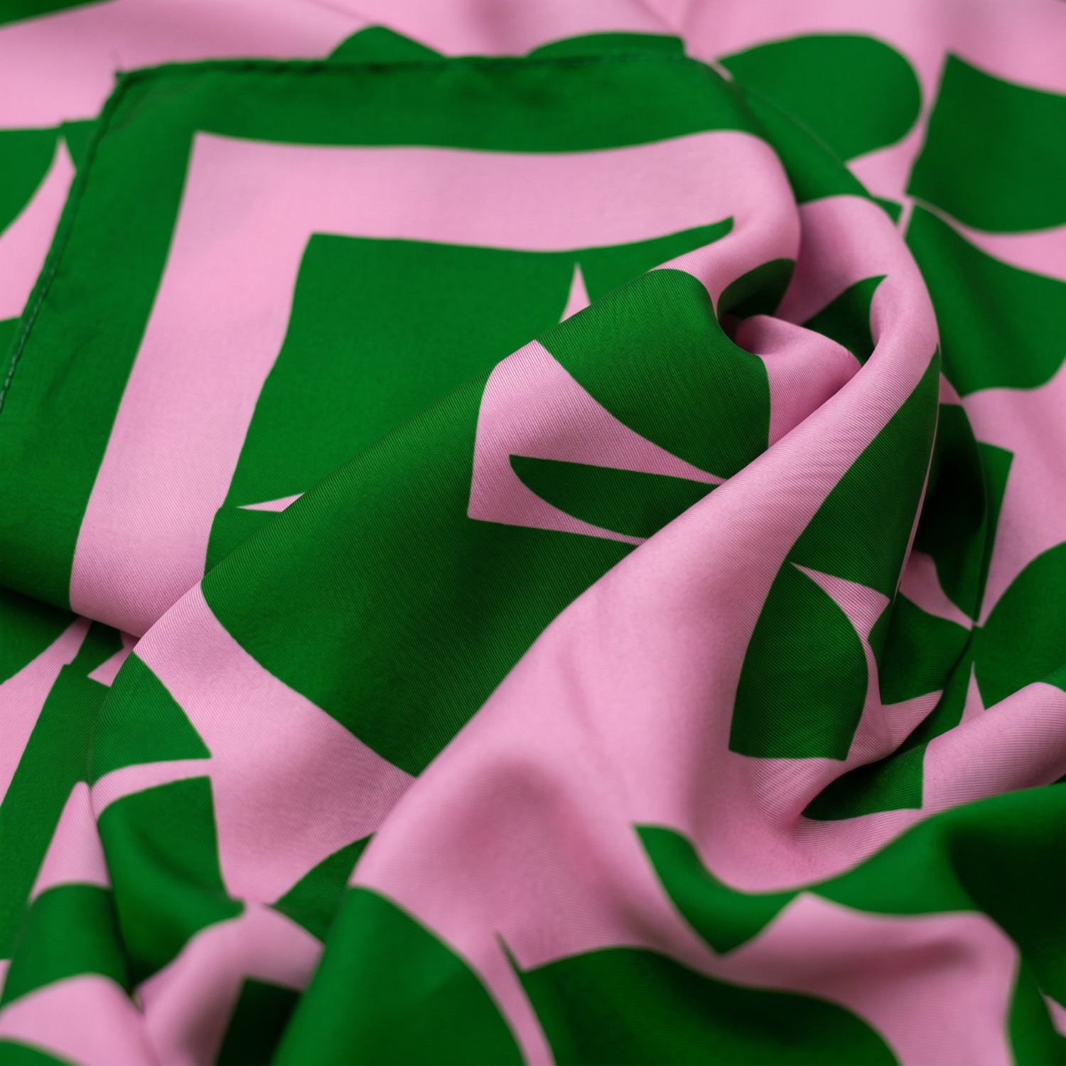 Green and Pink Geometric | Silk Scarf | Women's Bandana