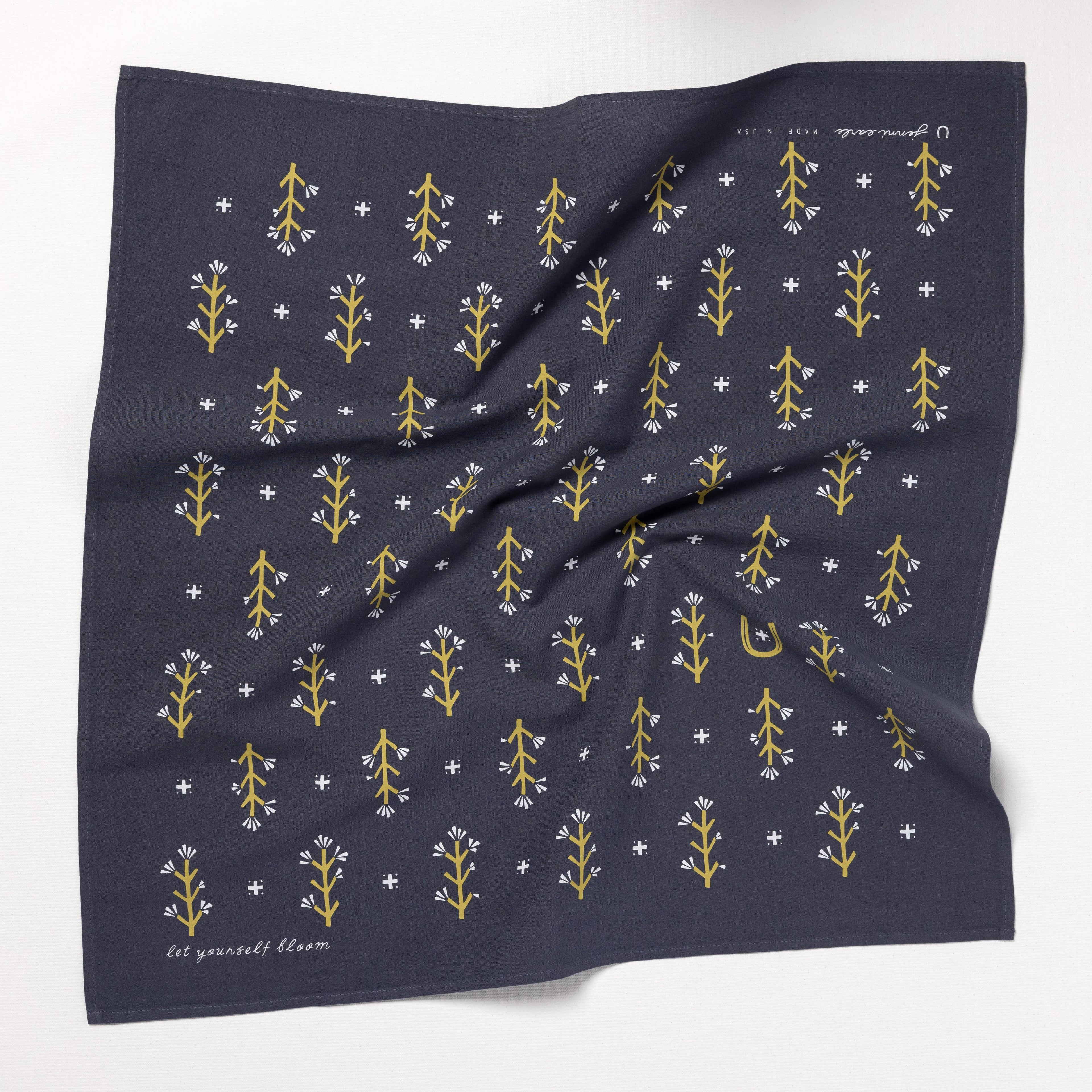 Heritage cotton bandana - “Let Yourself Bloom”– Made in USA