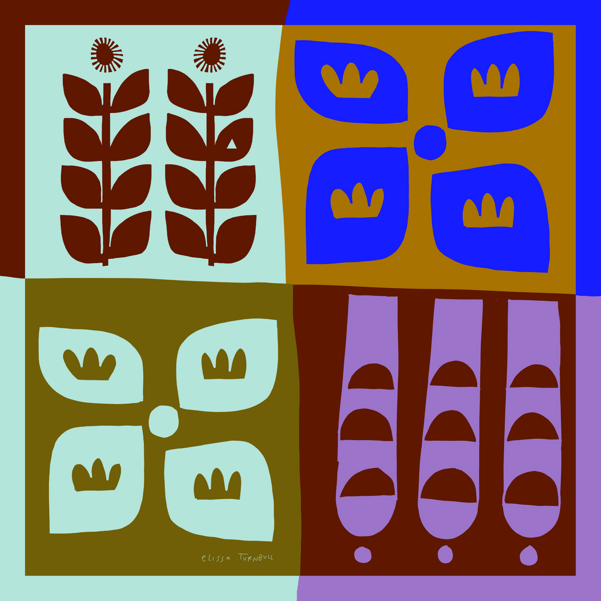 Silk Scarf | Botanical Colorblock | Women's