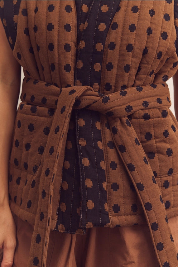 Vest-Quilted Tie Waist