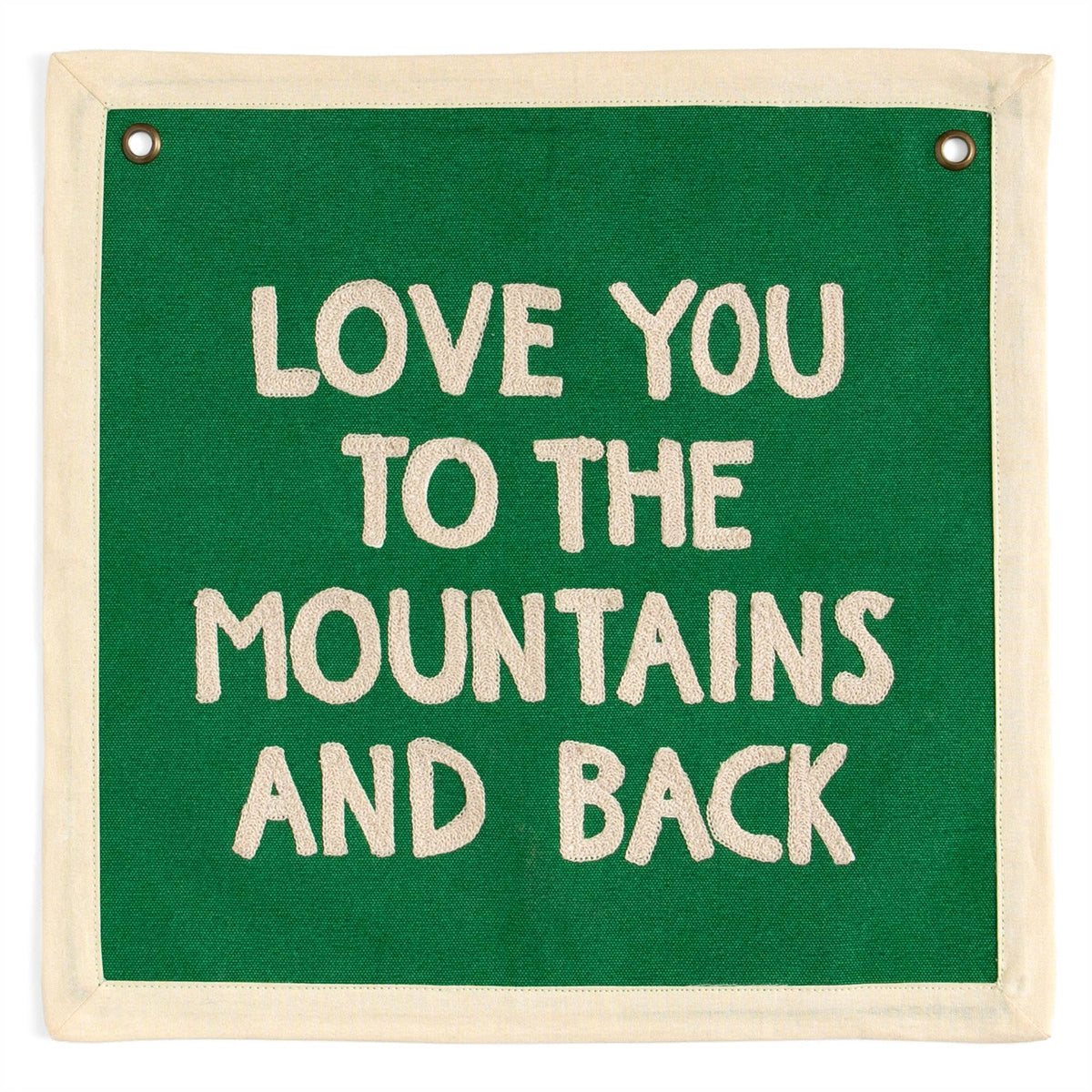 Mountains And Back Embroidered Canvas Banner