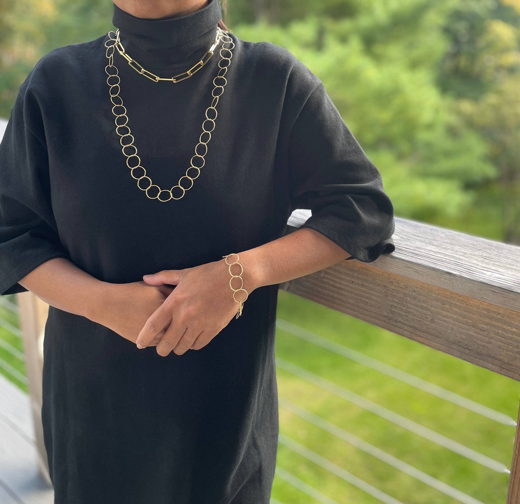 DOR615 18k matte gold paperclip chain necklace