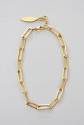 DOR615 18k matte gold paperclip chain necklace