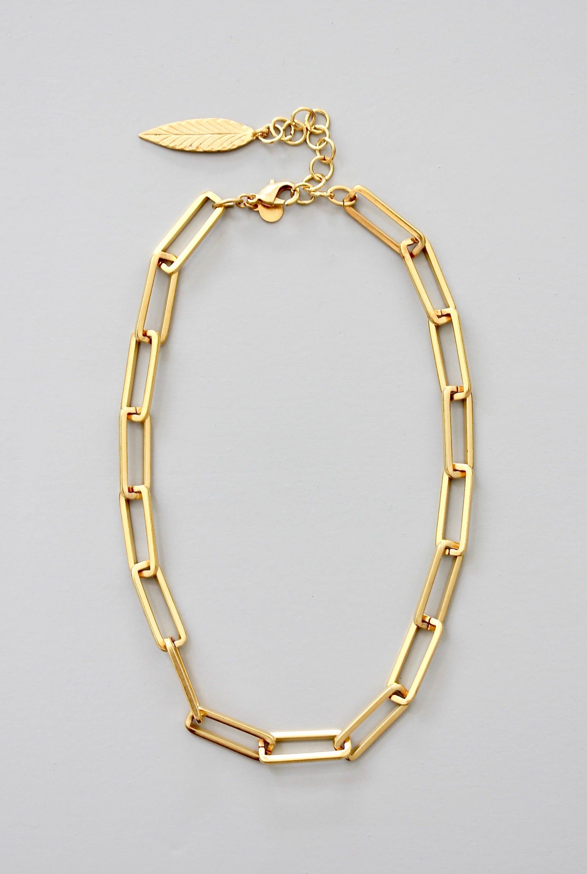 DOR615 18k matte gold paperclip chain necklace