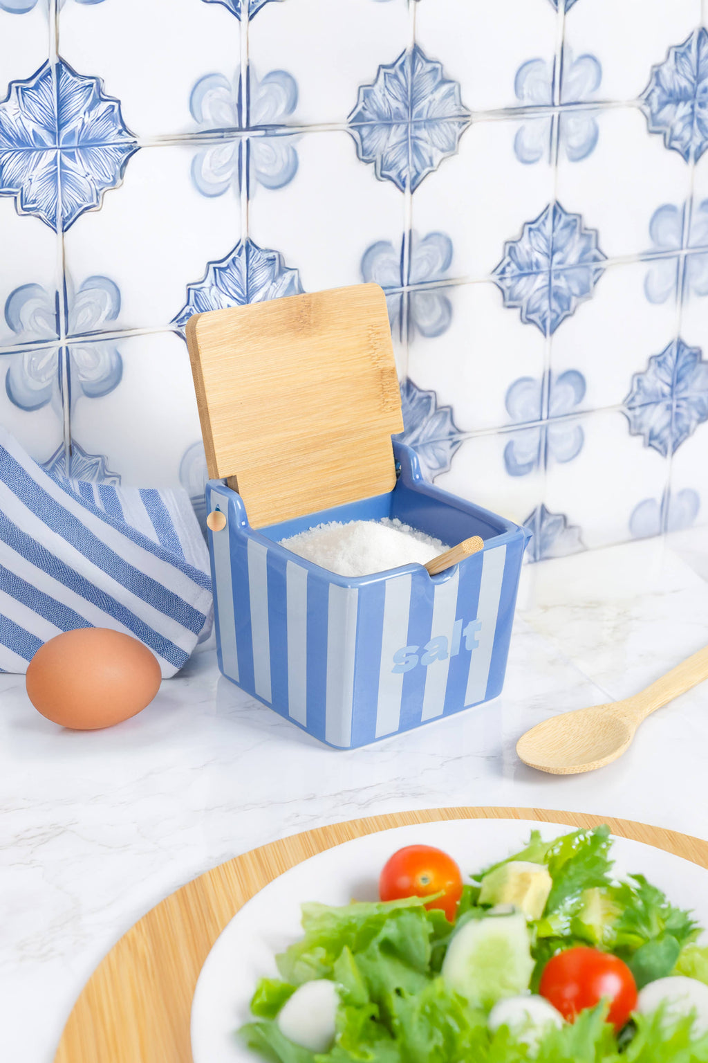 Salt shaker "Salt" Blue stripes