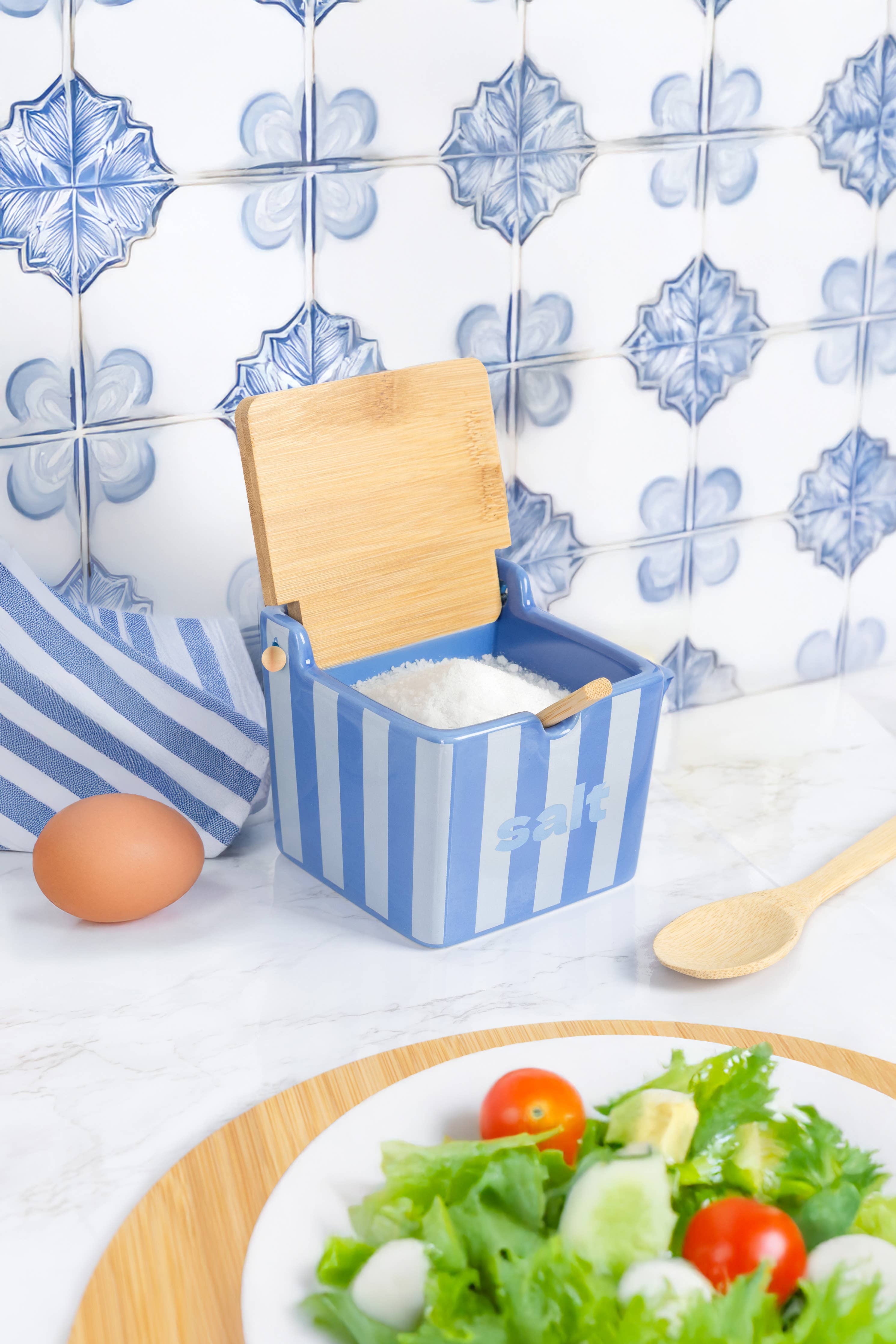 Salt shaker "Salt" Blue stripes