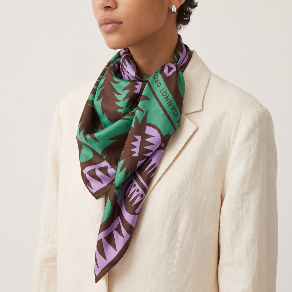 Silk Scarf Wild Thistle Purple & Green