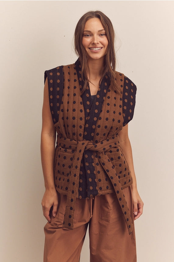 Vest-Quilted Tie Waist