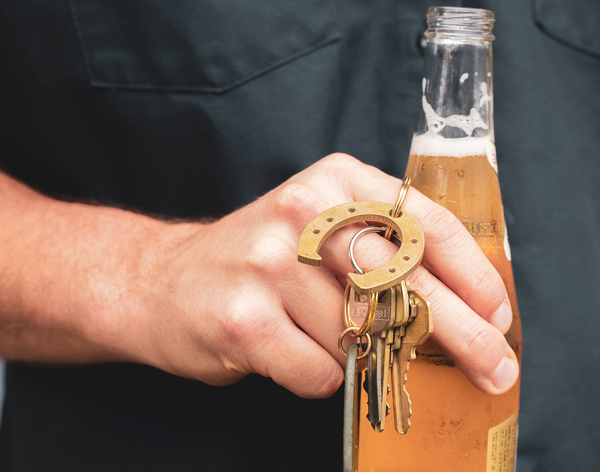 Lucky Horseshoe Keychain Bottle Opener / Brass or Steel
