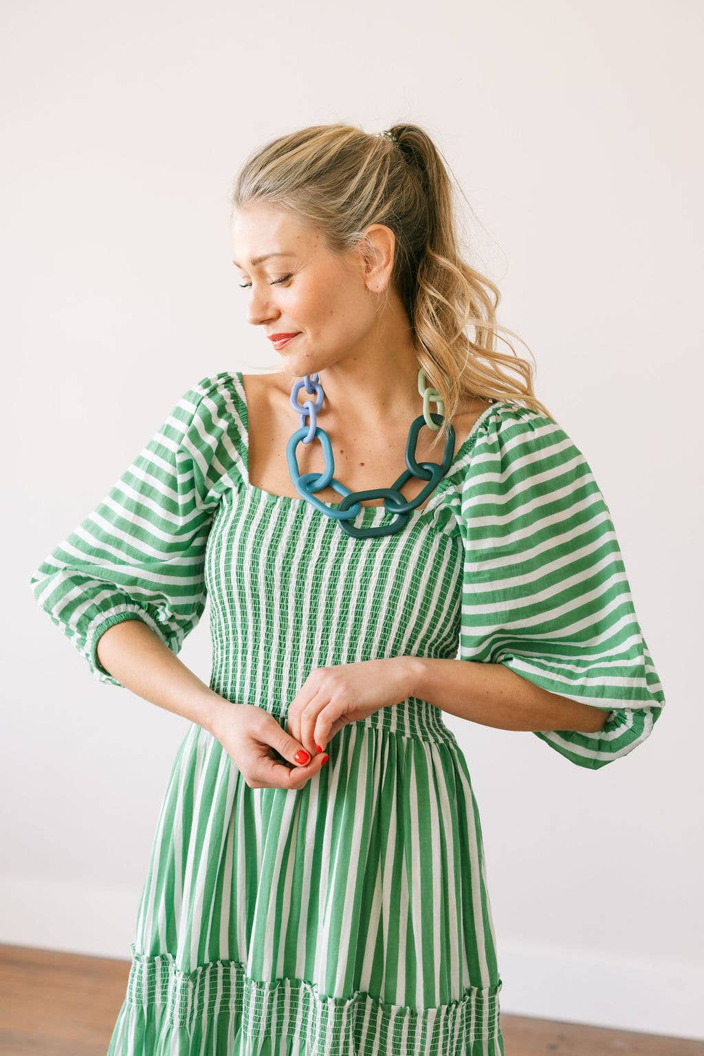 Blue Colorblock Link Necklace
