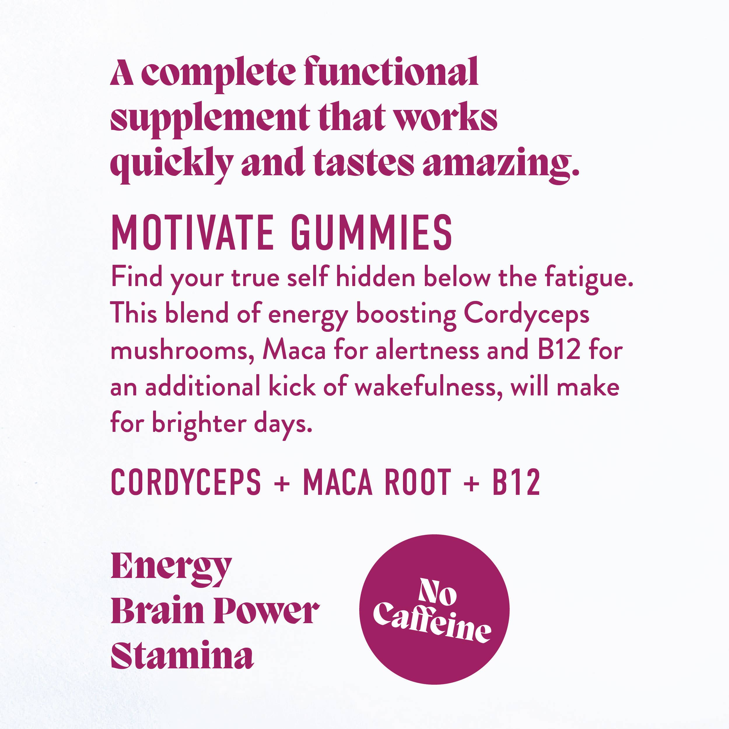 Motivate Mushroom Gummies (30) / Vegan Supplement / Energy