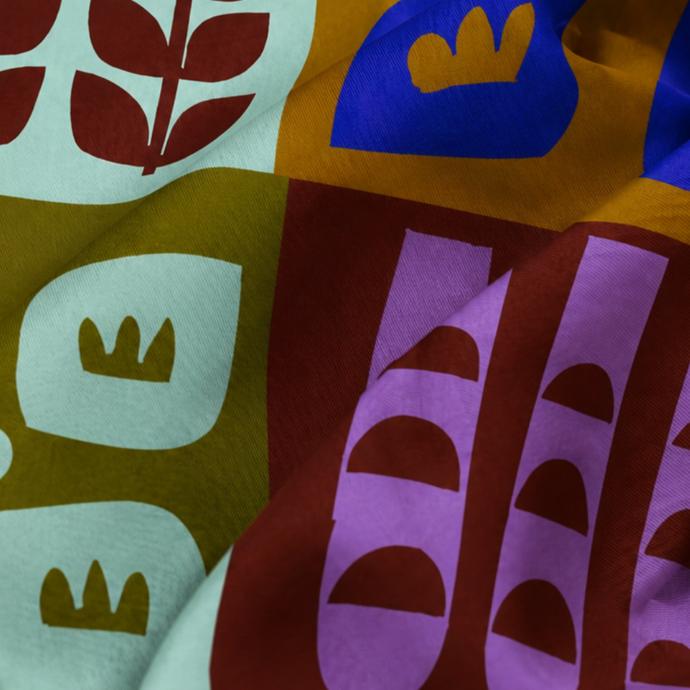 Silk Scarf | Botanical Colorblock | Women's