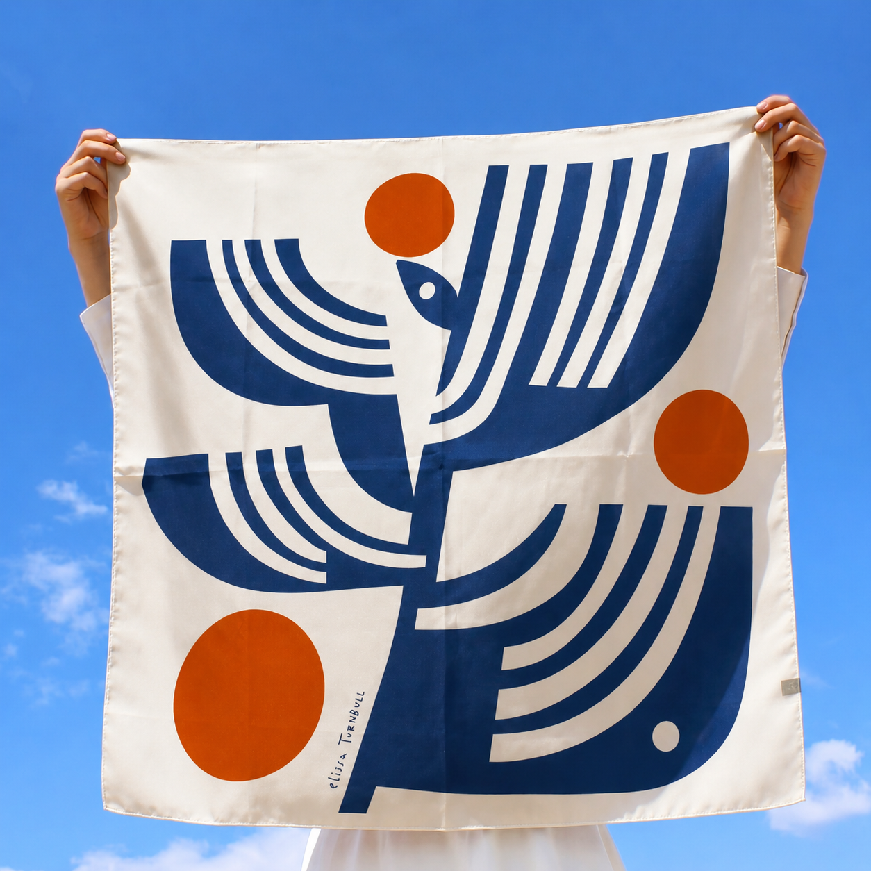 Workday Botanical Scarf | 100% Silk Bandana | Navy Rust