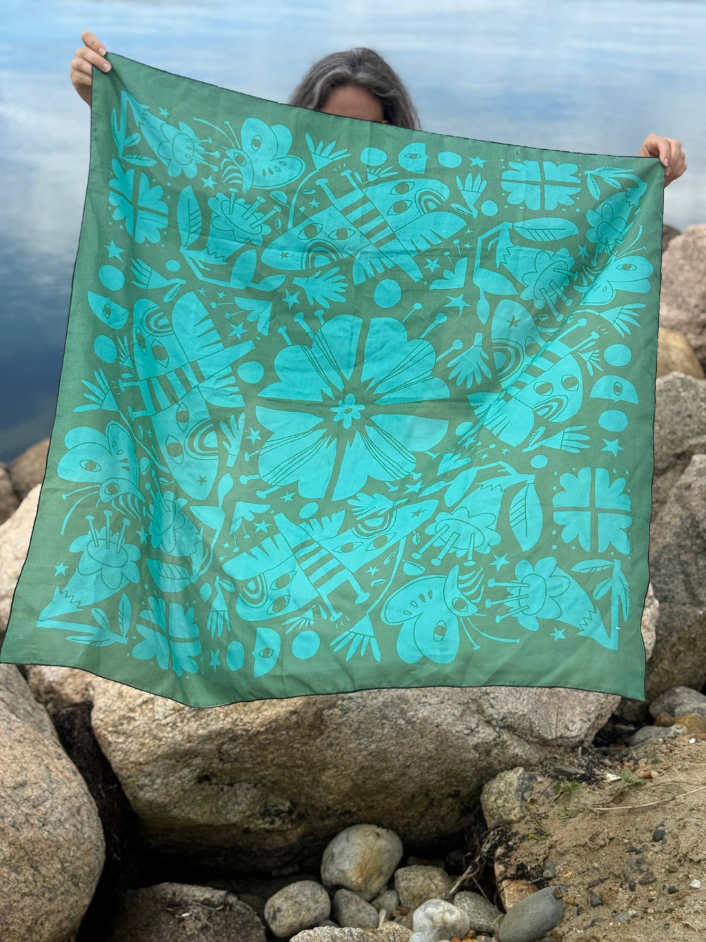 Night Pollinators Scarf | 100% Silk Bandana | Women's Scarf