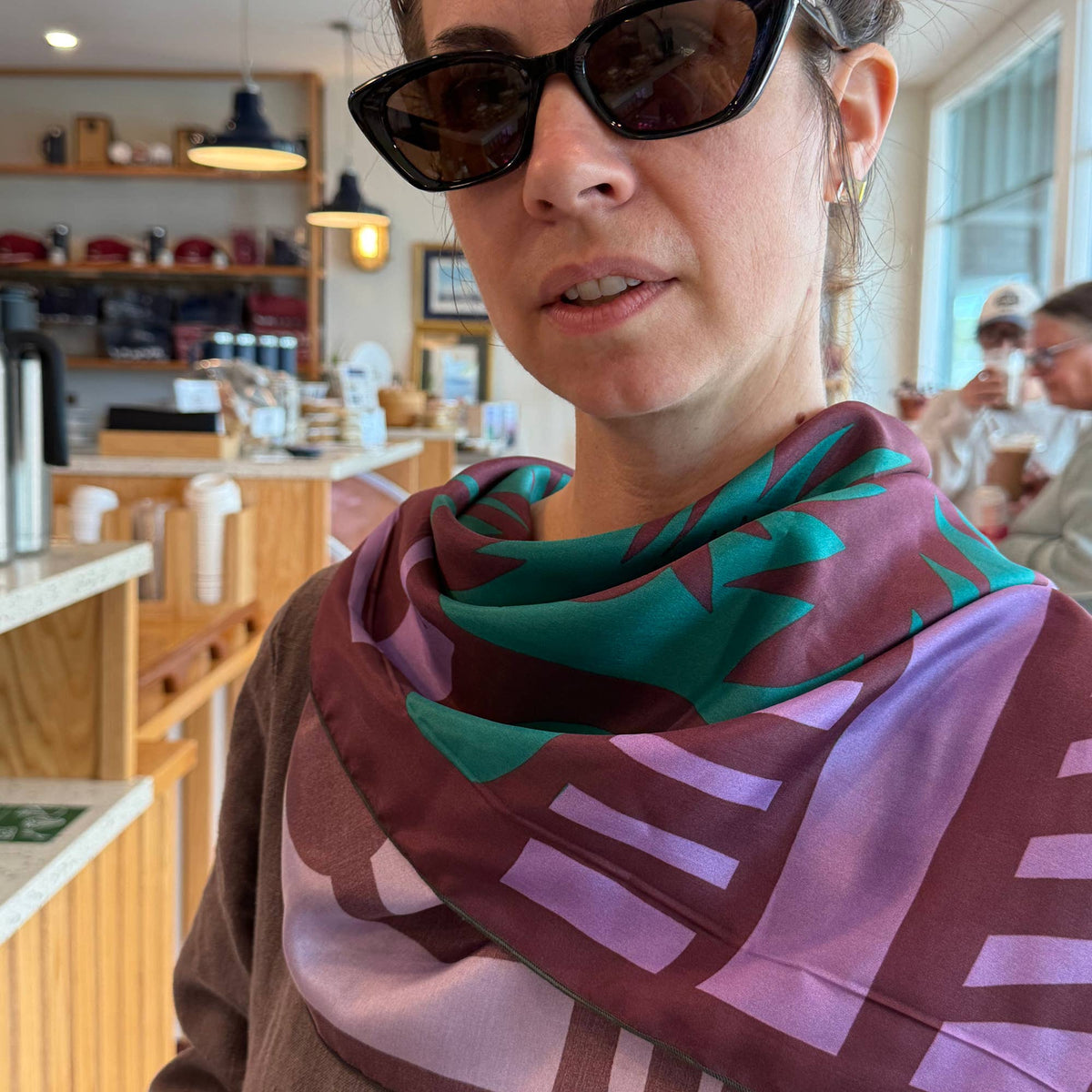 Silk Scarf Wild Thistle Purple & Green