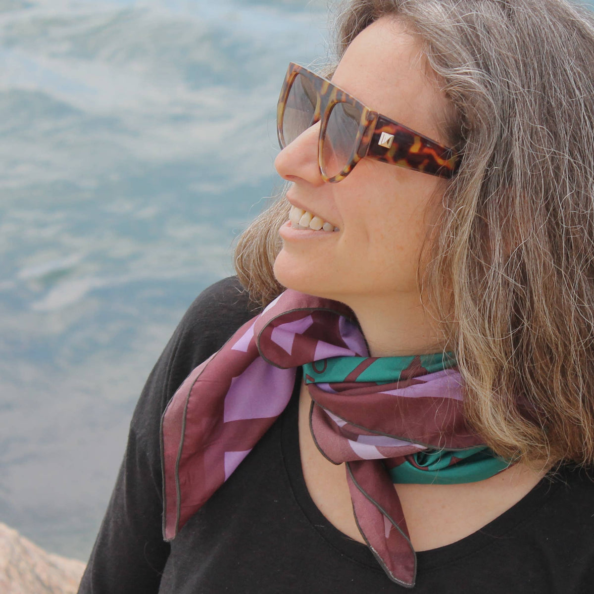 Silk Scarf Wild Thistle Purple & Green
