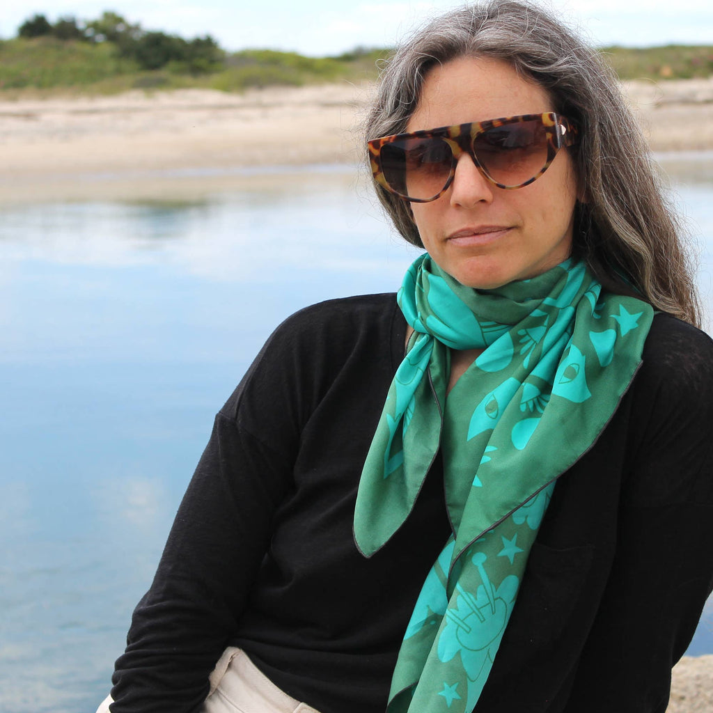 Night Pollinators Scarf | 100% Silk Bandana | Women's Scarf