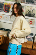 Pullover: Mixed-Media Bubble-Knit