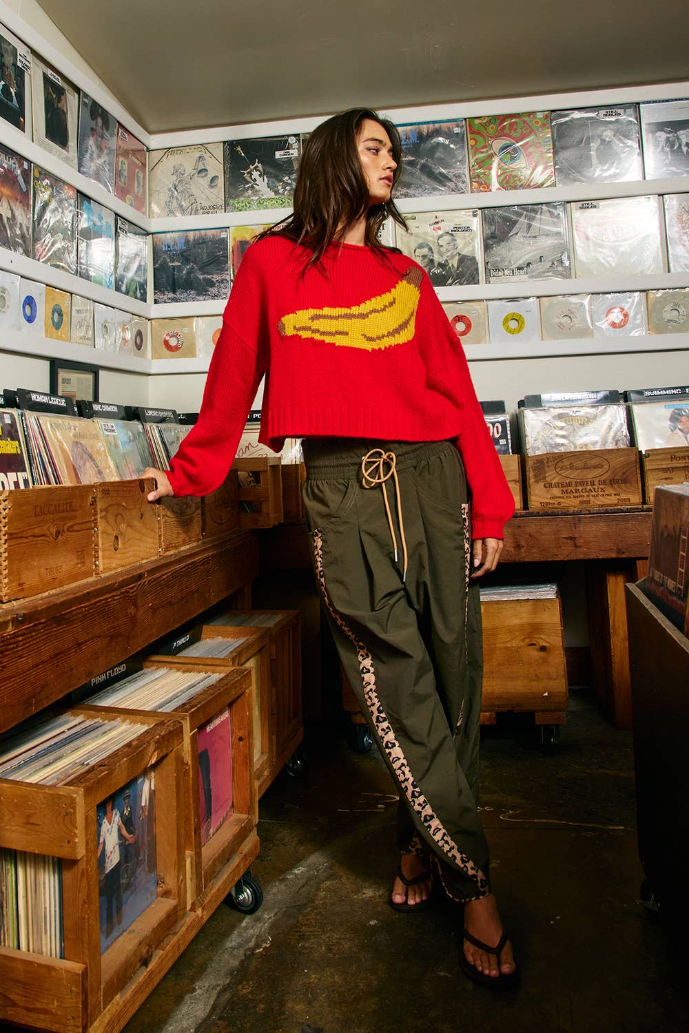 Banana Intarsia Chunky Knit Sweater
