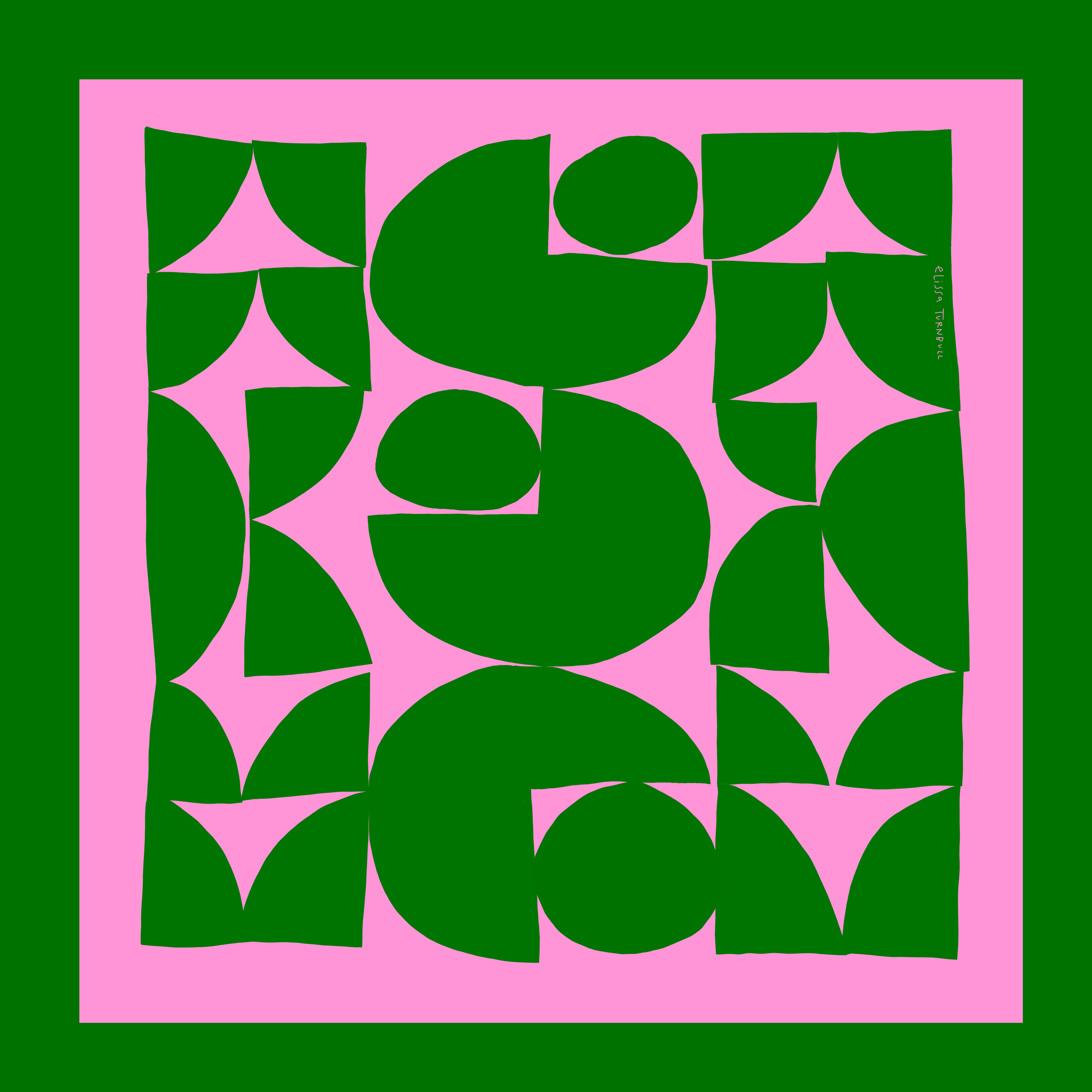Green and Pink Geometric | Silk Scarf | Women's Bandana