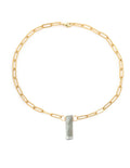 Necklace - Matte Gold Chain - Raw Aquamarine Stone - 16"