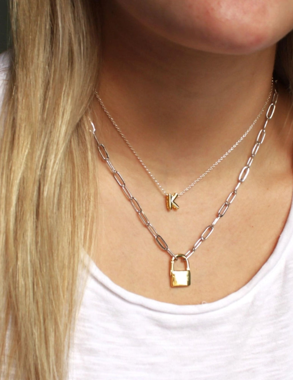 Necklace - Two Tone Padlock