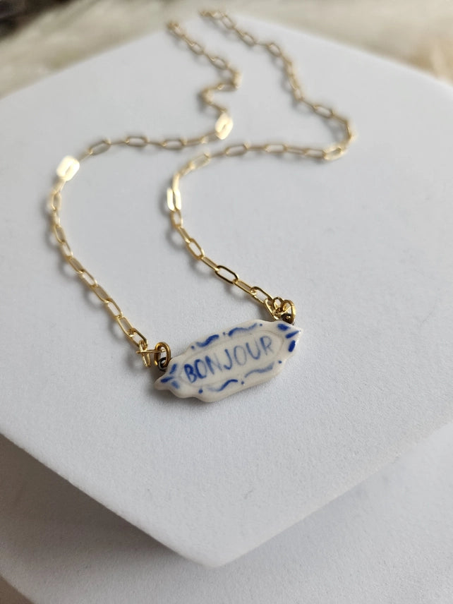 Bonjour Pendant Necklace