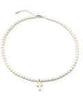 Necklace - Creamy 18" - Beaded Cross